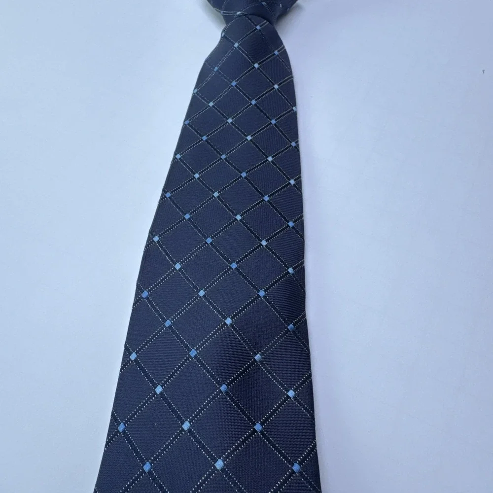 NAUTICA Boys Zipper Necktie Blue 100% Silk Preppy Family Photos Wedding